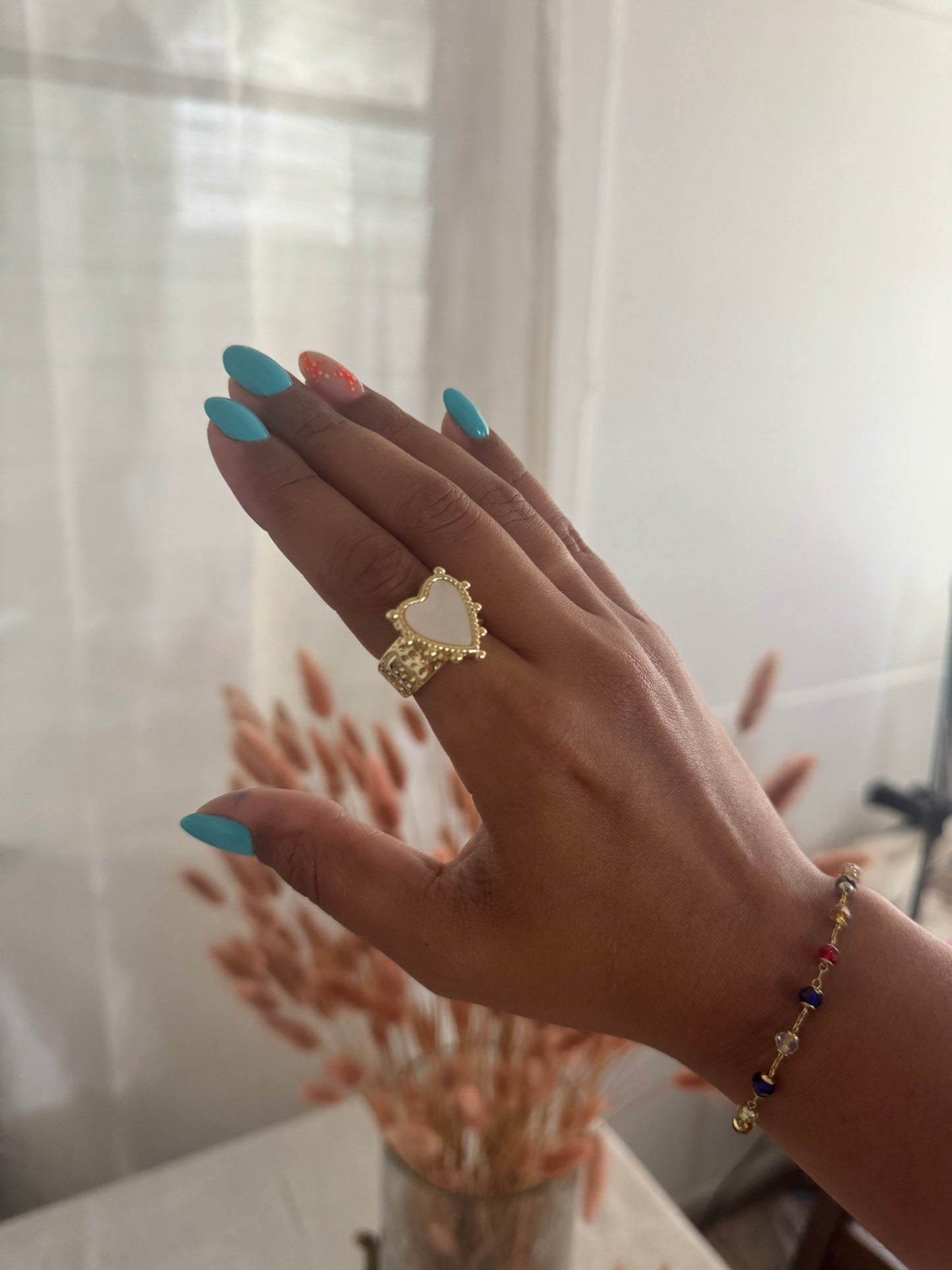Heart pearl ring