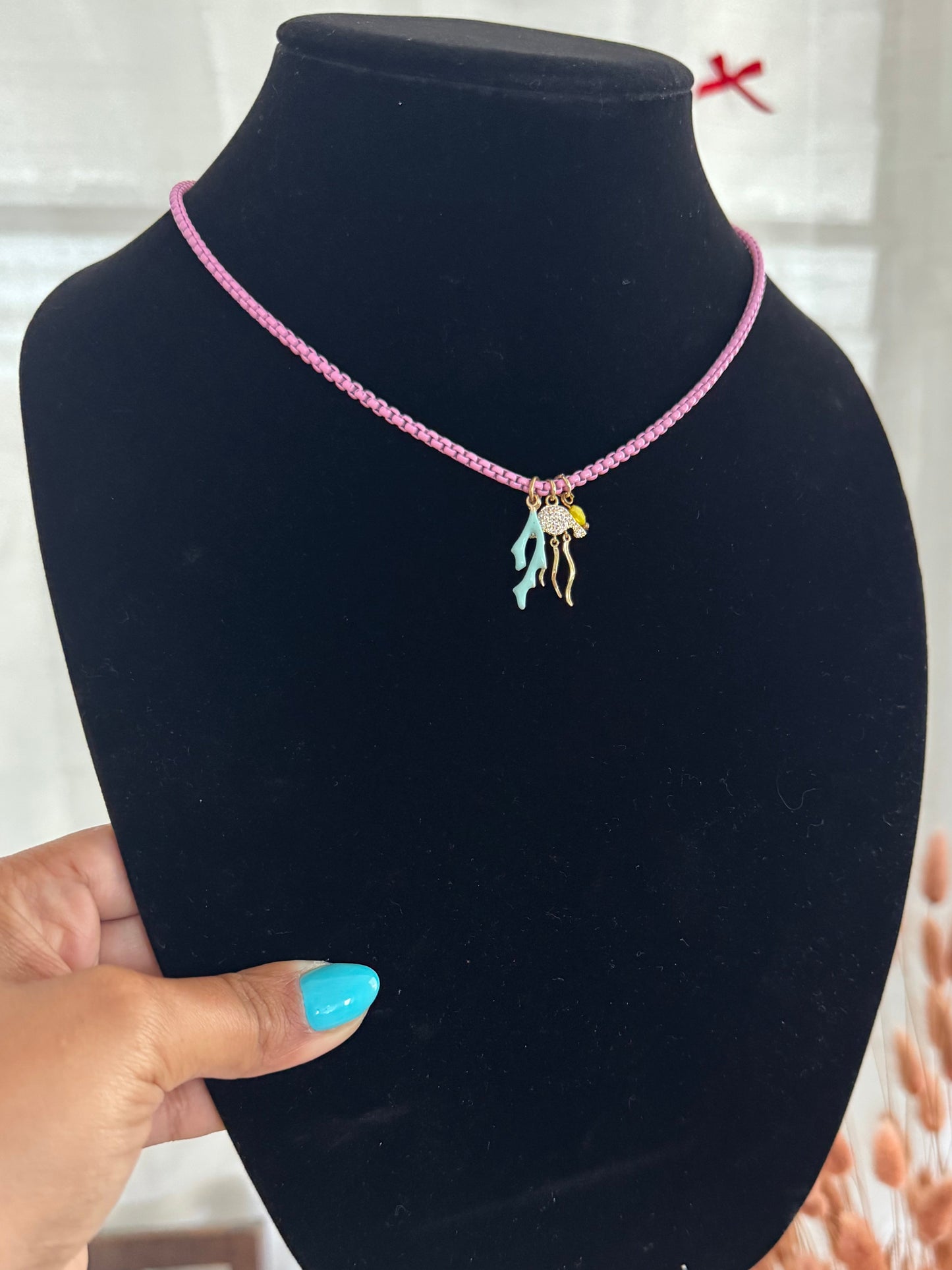 Jellyfish pink necklaces