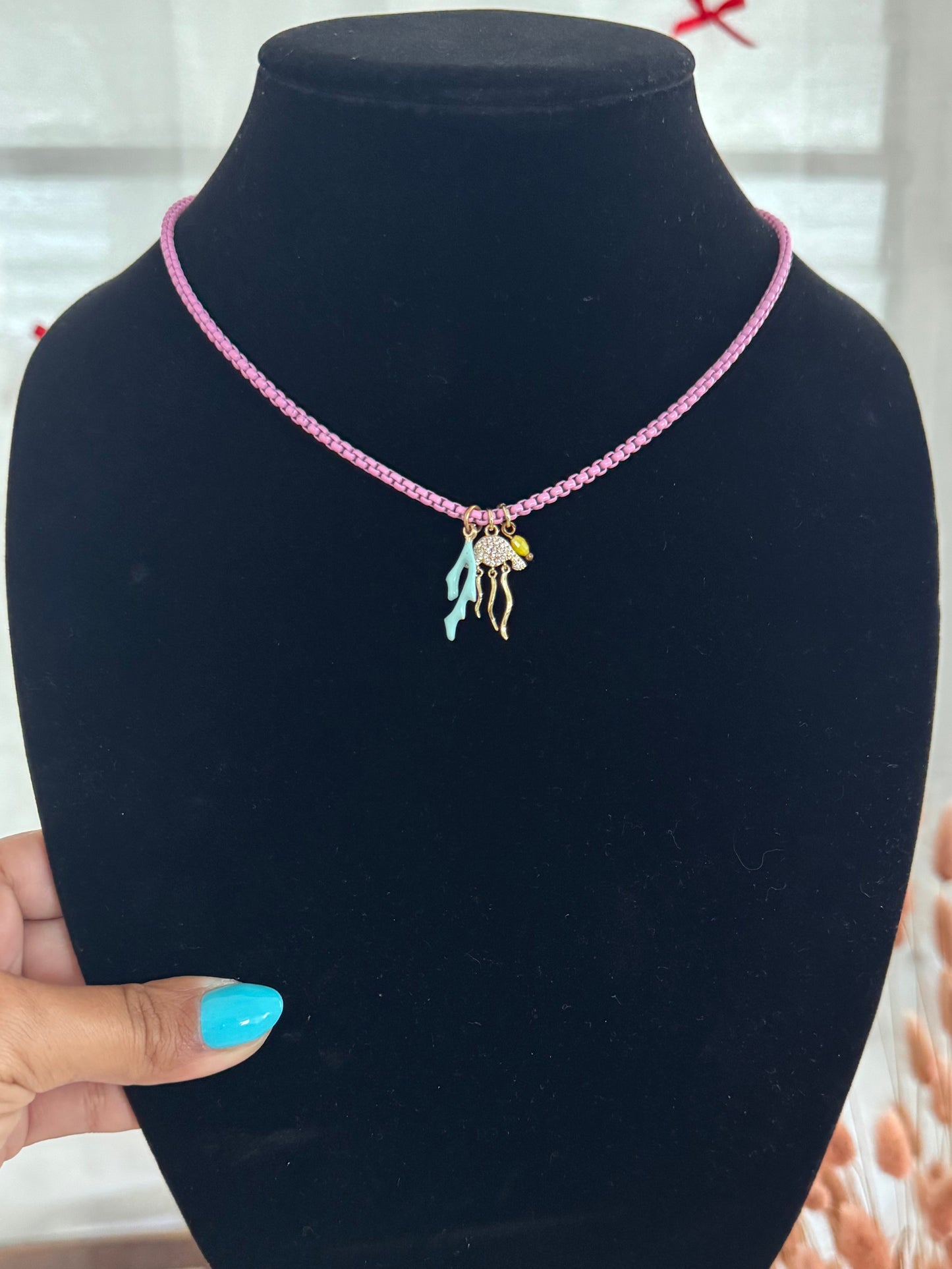 Jellyfish pink necklaces